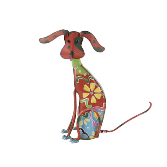 17" Iron Eclectic Dog Garden Sculpture
